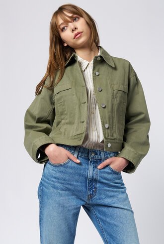 Apiece Apart Cropped Trapeze Jacket Thyme