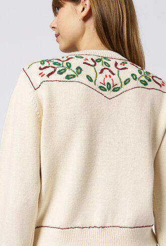 The Great The Western Beaded Cardigan Natural