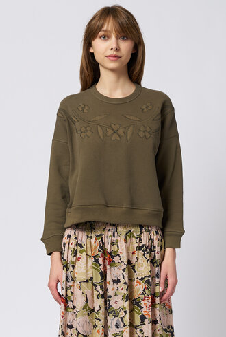 The Great The Floral Applique Teammate Sweatshirt Army