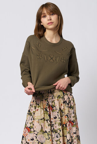 The Great The Floral Applique Teammate Sweatshirt Army