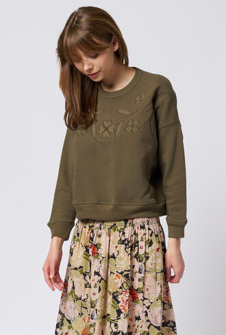 The Great The Floral Applique Teammate Sweatshirt Army