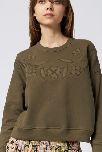 The Great The Floral Applique Teammate Sweatshirt Army