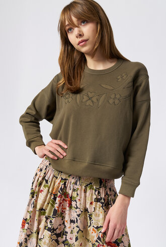 The Great The Floral Applique Teammate Sweatshirt Army