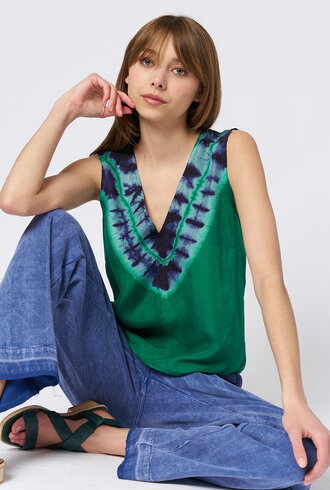 Raquel Allegra Zane Tank Green Blue