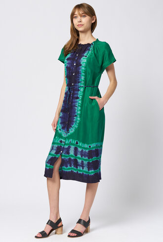 Raquel Allegra Marceline Dress Green Blue