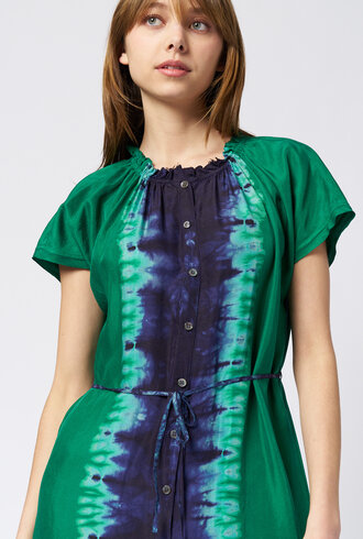 Raquel Allegra Marceline Dress Green Blue