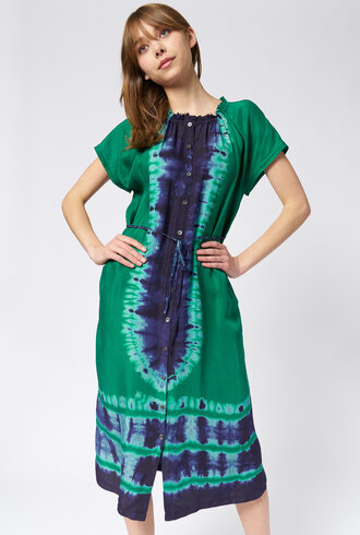 Raquel Allegra Marceline Dress Green Blue