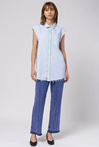 Raquel Allegra Gardener Shirt Blue Stripe