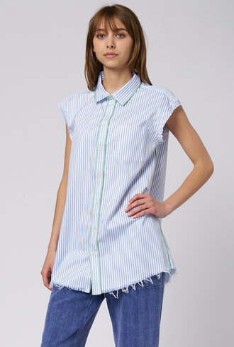 Raquel Allegra Gardener Shirt Blue Stripe