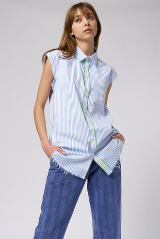 Raquel Allegra Gardener Shirt Blue Stripe