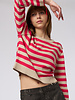 Raquel Allegra Clark Pullover Cerise Stripe