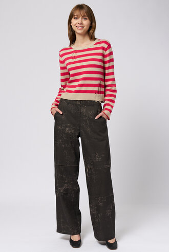 Raquel Allegra Clark Pullover Cerise Stripe