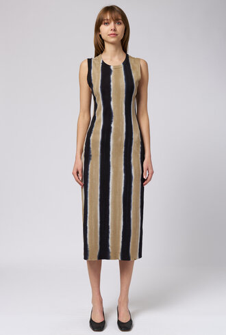 Raquel Allegra Column Midi Dress Neutral  Stripes