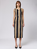 Raquel Allegra Column Midi Dress Neutral  Stripes