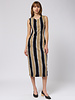 Raquel Allegra Column Midi Dress Neutral  Stripes
