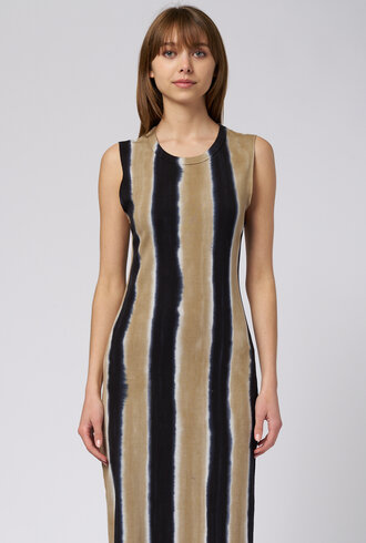 Raquel Allegra Column Midi Dress Neutral  Stripes