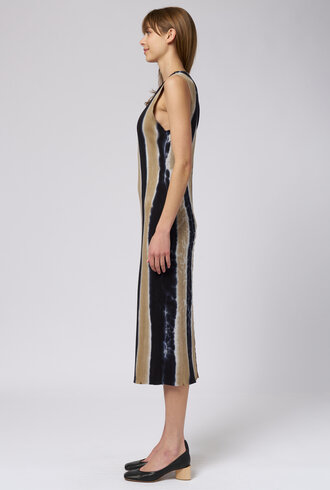 Raquel Allegra Column Midi Dress Neutral  Stripes