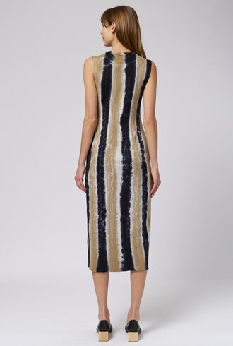 Raquel Allegra Column Midi Dress Neutral  Stripes