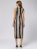 Raquel Allegra Column Midi Dress Neutral  Stripes