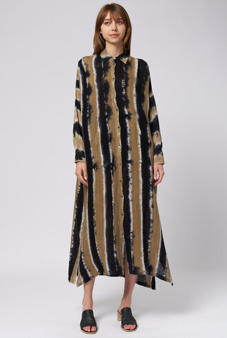 Raquel Allegra Caftan Shirt Dress Neutral Stripes