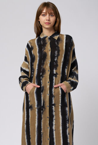 Raquel Allegra Caftan Shirt Dress Neutral Stripes