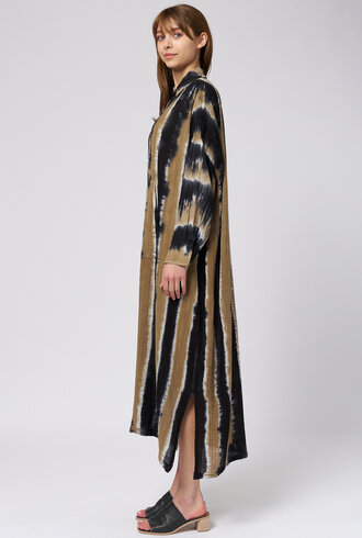 Raquel Allegra Caftan Shirt Dress Neutral Stripes