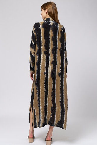 Raquel Allegra Caftan Shirt Dress Neutral Stripes