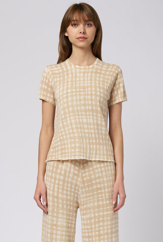 MJW. Knit Tee Oat Checks