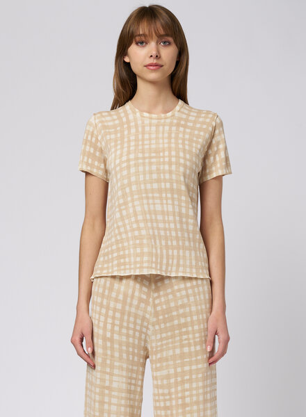 MJW. Knit Tee Oat Checks
