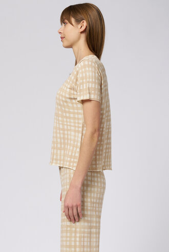 MJW. Knit Tee Oat Checks