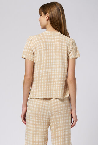 MJW. Knit Tee Oat Checks