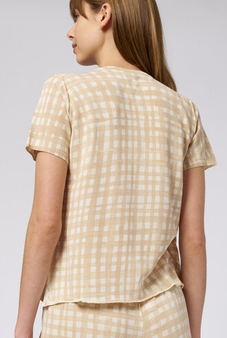 MJW. Knit Tee Oat Checks