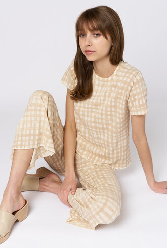 MJW. Knit Tee Oat Checks