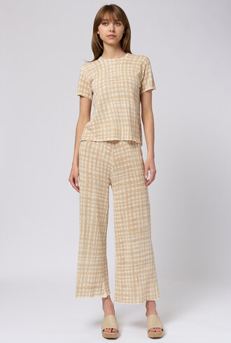 MJW. Knit Tee Oat Checks
