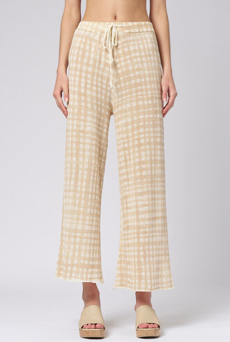 MJW. Knit Pants Oat Checks