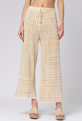 MJW. Knit Pants Oat Checks