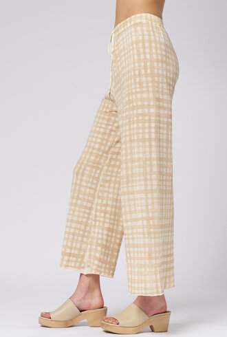 MJW. Knit Pants Oat Checks