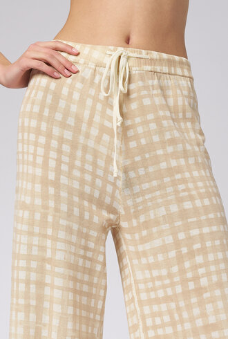 MJW. Knit Pants Oat Checks