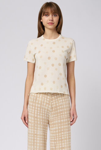 MJW. Knit Tee Oat Dots