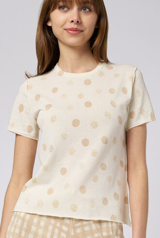 MJW. Knit Tee Oat Dots