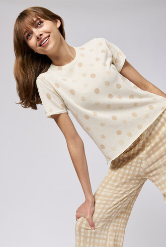 MJW. Knit Tee Oat Dots