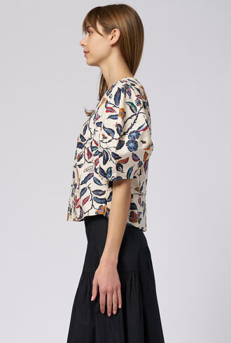 Apiece Apart Lino Garden Top Floral  Cream