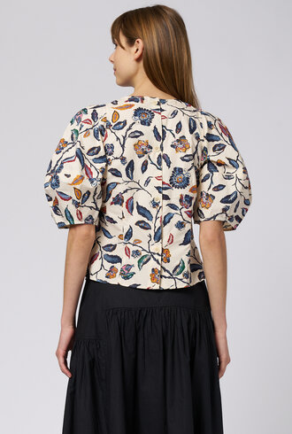 Apiece Apart Lino Garden Top Floral  Cream