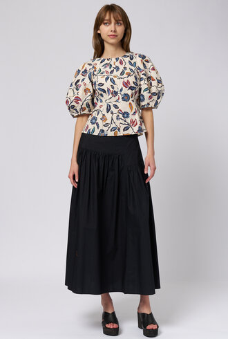 Apiece Apart Lino Garden Top Floral  Cream