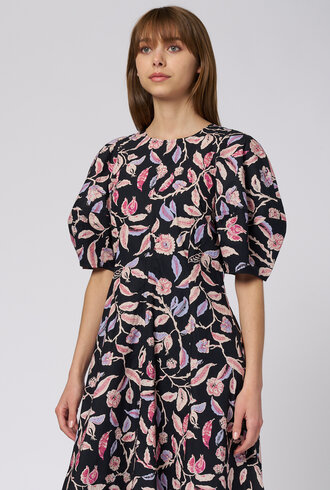 Apiece Apart Bettina Dress Garden Floral Midnight
