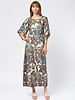 La Prestic Ouiston Midday Dress Blue Taupe Fiori