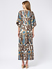 La Prestic Ouiston Midday Dress Blue Taupe Fiori