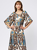 La Prestic Ouiston Midday Dress Blue Taupe Fiori