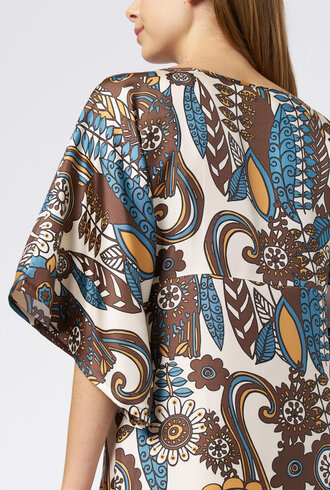 La Prestic Ouiston Midday Dress Blue Taupe Fiori