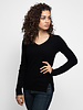 Inhabit Cashmere Stretch Side Slit V-Neck Black